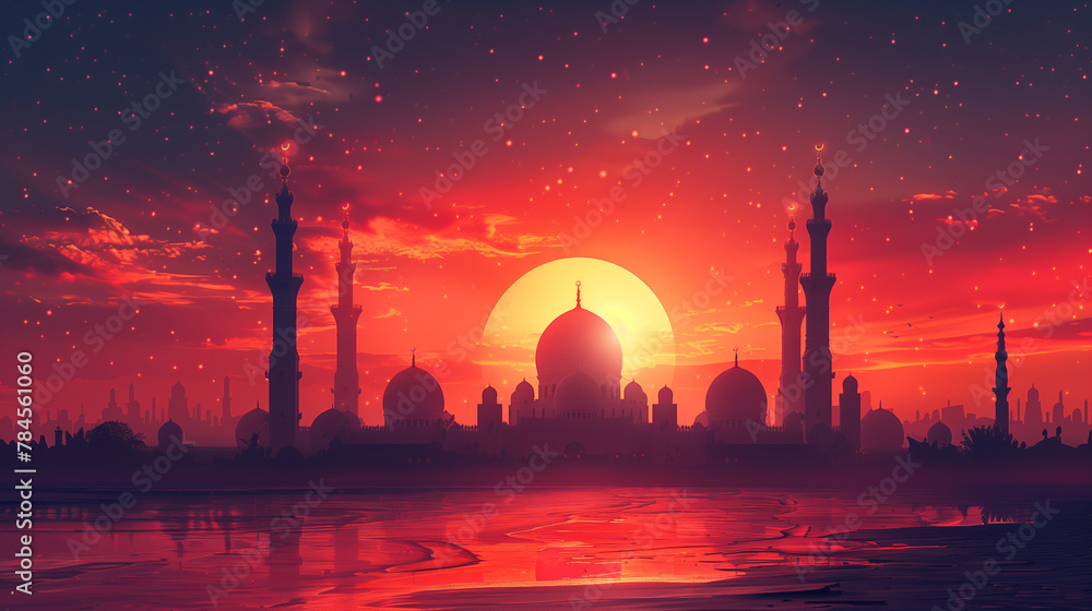 Celestial Harmony: Ramadan Kareem Greeting Card