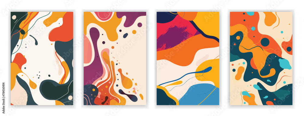 Modern Abstract Art with Liquid Shapes: Creative Concept of Bright Summer. Templates for celebration, ads, branding, banner, cover, label, poster, sales
