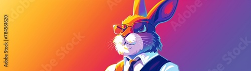 A sociable rabbit in a smart vest, handling human resources in a large corporation photo