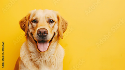 Happy golden retriever dog photo