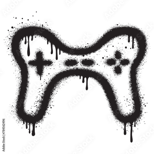 Spray Painted Graffiti joystick Sprayed isolated with a white background.