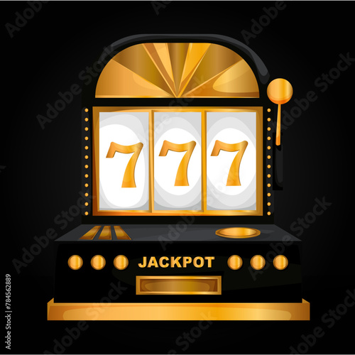 Golden expensive slot machine.Casino illustration.
