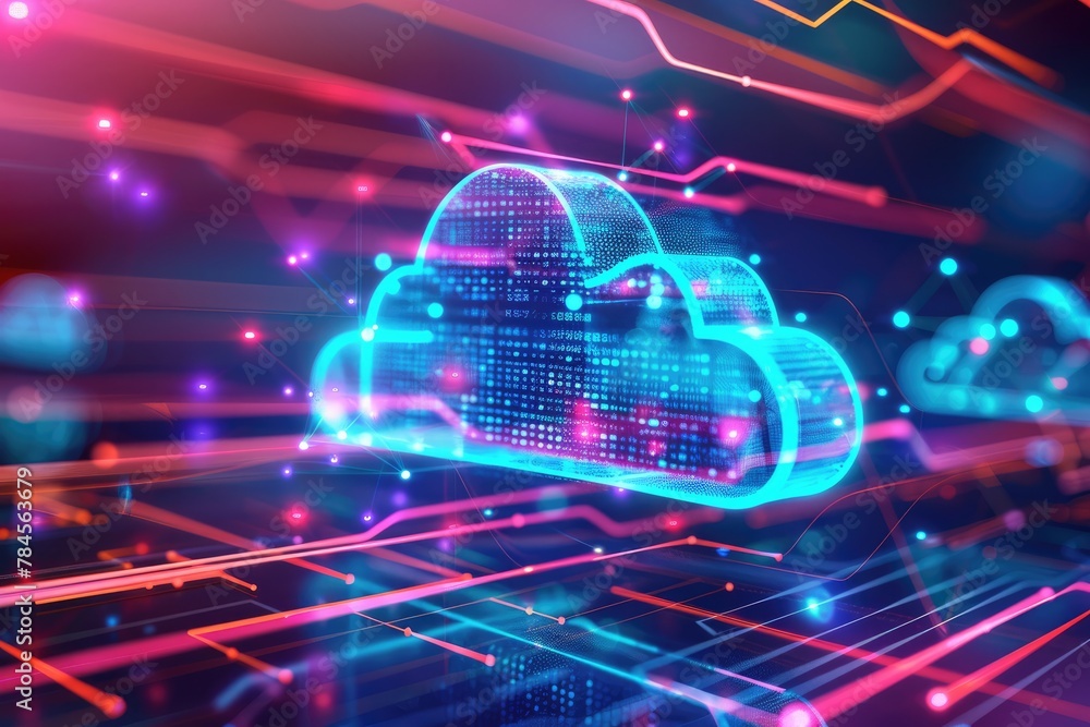 llustration of technology networking and digital communication in business, featuring cloud computing concept with web storage for global data. llustration of technology networking and digital communication in business, featuring cloud computing concept with web storage for global data.