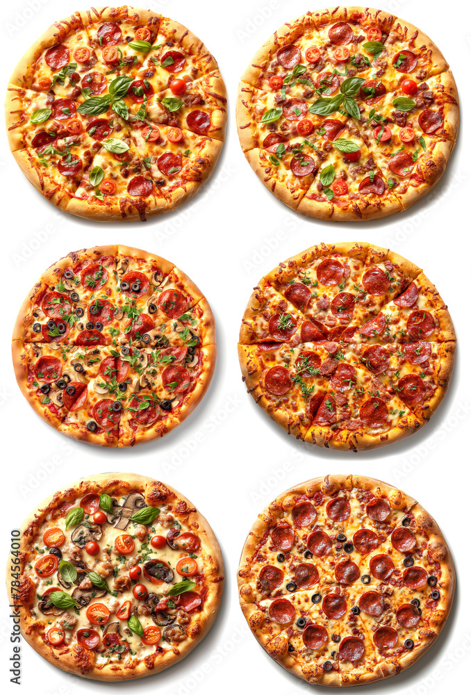 Different pizza set for menu Italian food traditional cuisine. Different pizza set for menu Italian food traditional cuisine.
