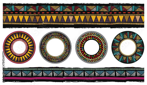 A vector illustration of cultural heritage through intricate, hand-painted tribal motifs, highlighting the rich cultural diversity and traditional craftsmanship of their ornate creations.