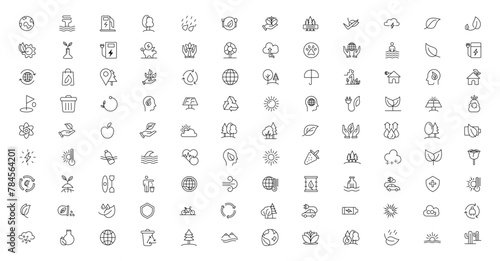 Mega set of ecology icons in trendy line style. Big set Icons collection. Vector illustration