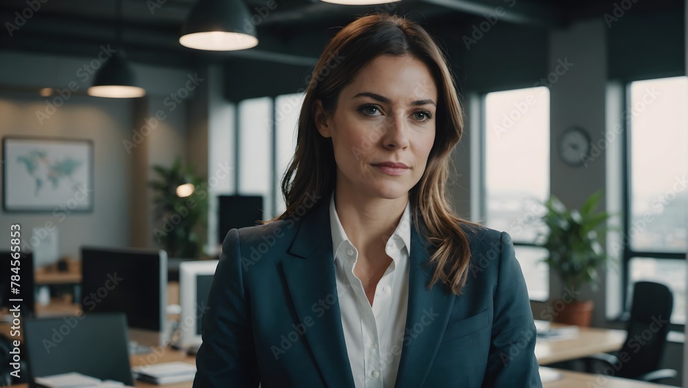 businesswoman, wearing suit working in office	