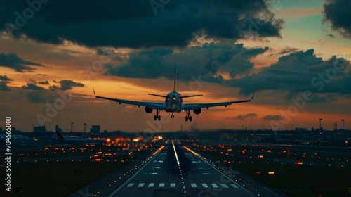 A plane taking off from an airport photo