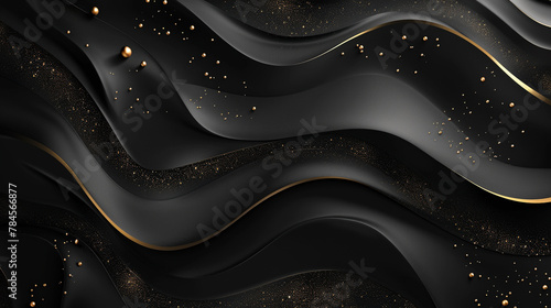 A sleek black backdrop with golden accents,
