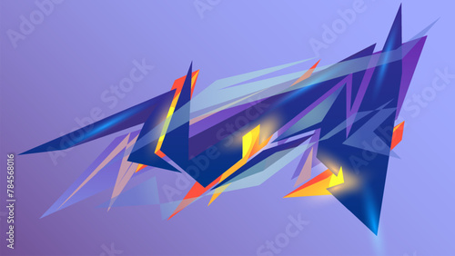 Automotive abstract geometric sticker stripes. Color gradient with dodge neon style.