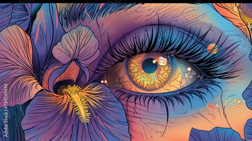 Vivid and Visionary Iris Tattoo Showcasing Vibrant Floral