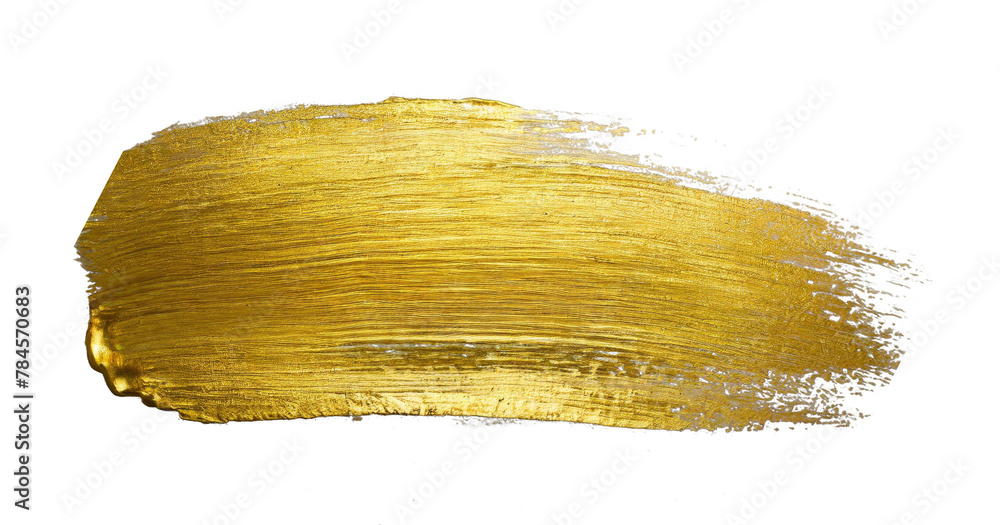 gold stroke of paint texture isolated on transparent background