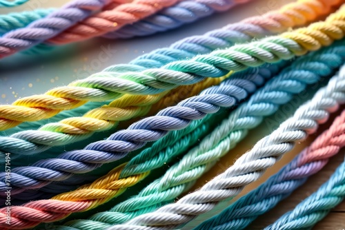 multi-colored bright ropes in pastel colors