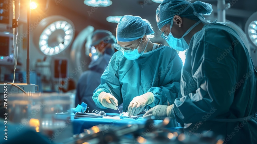 Skilled surgeon performing precise surgical procedure in modern operating room Skilled surgeon performing precise surgical procedure in modern operating room
