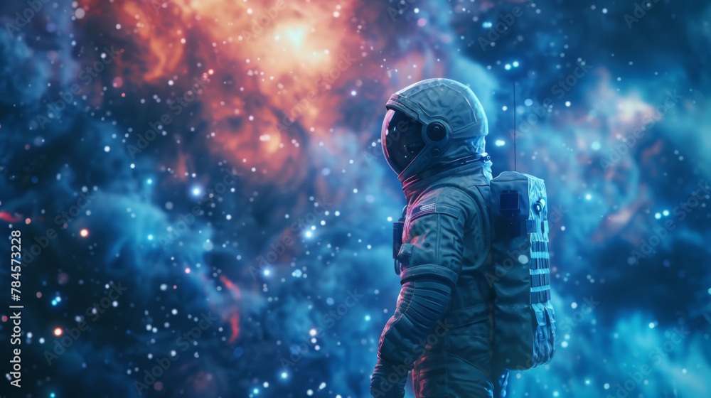 A lone astronaut stands in the vastness of space, gazing at a distant, colorful nebula, surrounded by the cold beauty of the cosmos. A lone astronaut stands in the vastness of space, gazing at a distant, colorful nebula, surrounded by the cold beauty of the cosmos.
