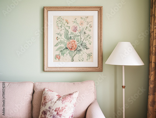 Artwork in a frame in the English countryside style, art and home decor