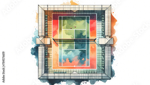 a pickleball court, simplified to an overhead view of the service boxes