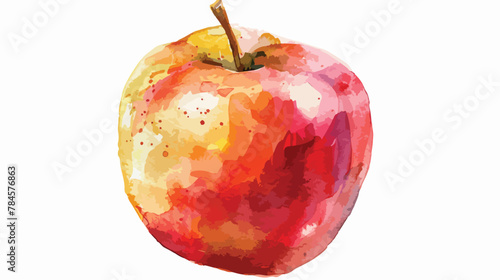 Watercolor apple on black flat vector isolated on white