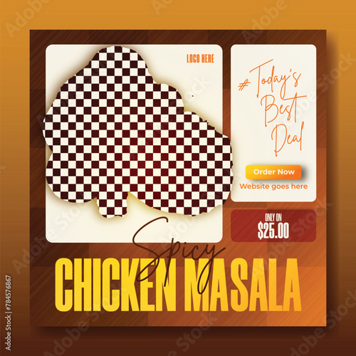 Chicken masala recipe ads promotional social media post template design 
