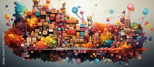 Vibrant Pixelated Cityscape A Surreal Digital of an Imaginative Architectural Landscape