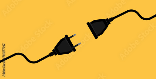 Plug and socket, electricity - banner, background - vector illustration