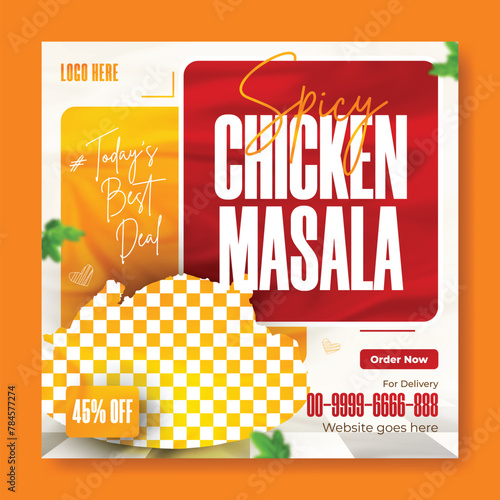 Chicken masala recipe ads promotional social media post template design 