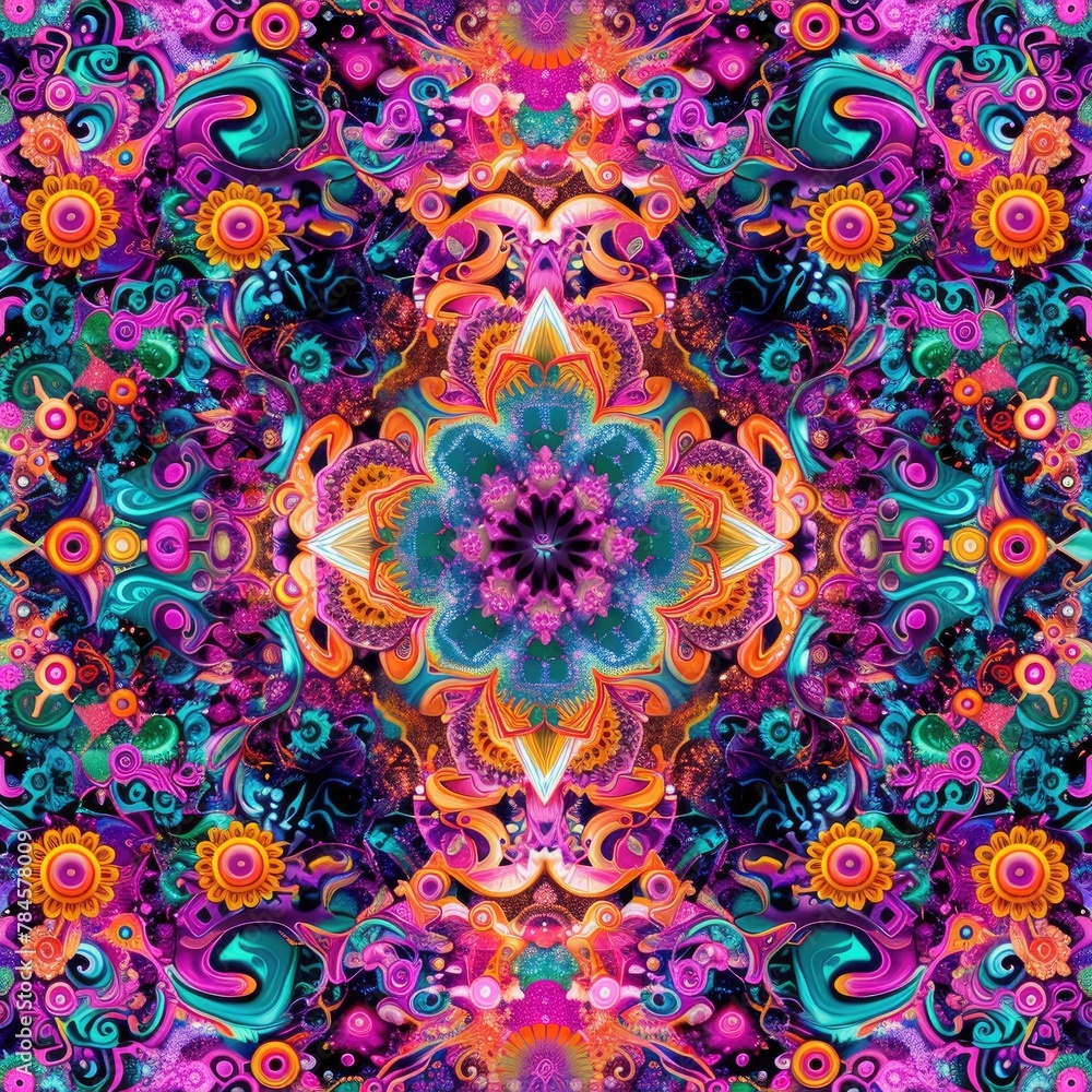 Psychedelic digital art with a kaleidoscope of colors Psychedelic digital art with a kaleidoscope of colors