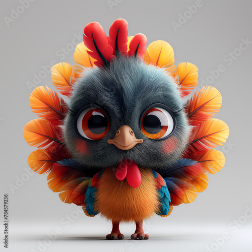 A cute and happy baby turkey 3d illustration photo