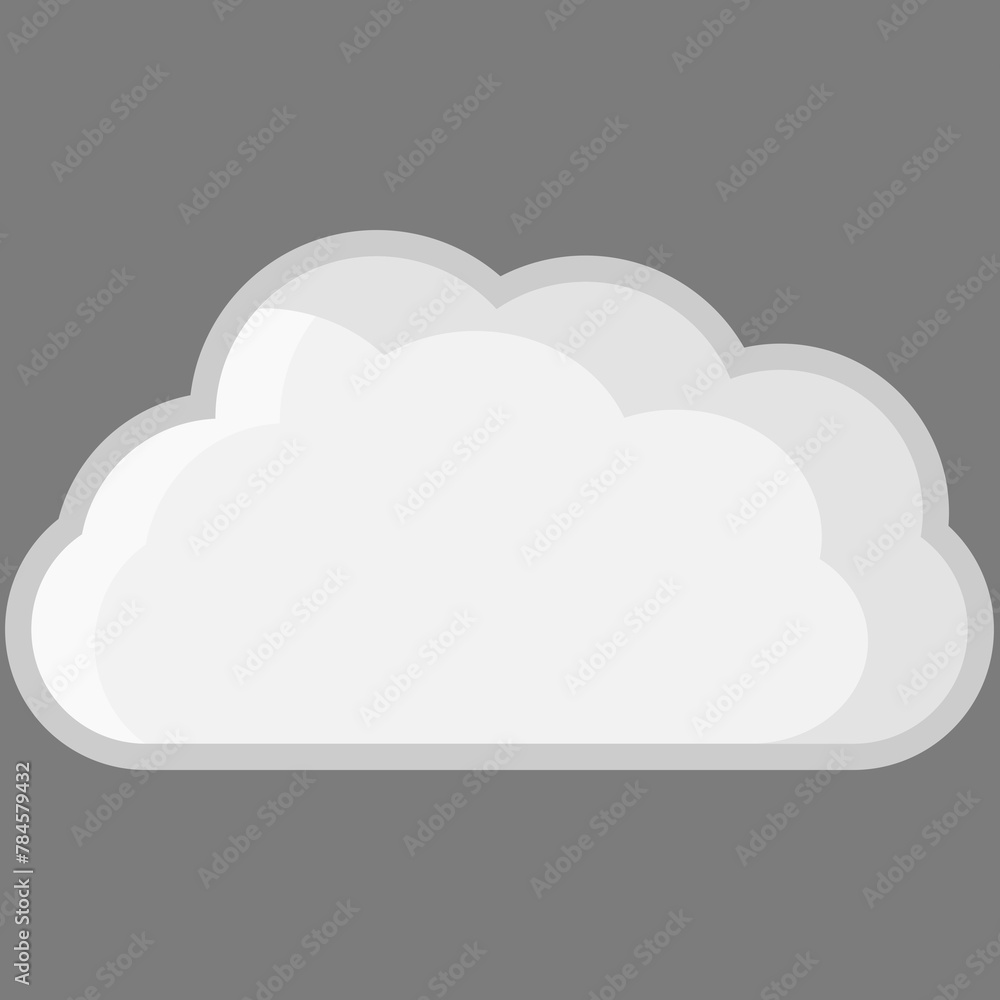 Cartoon cloud icon in white color, with shading and outline Cartoon cloud icon in white color, with shading and outline