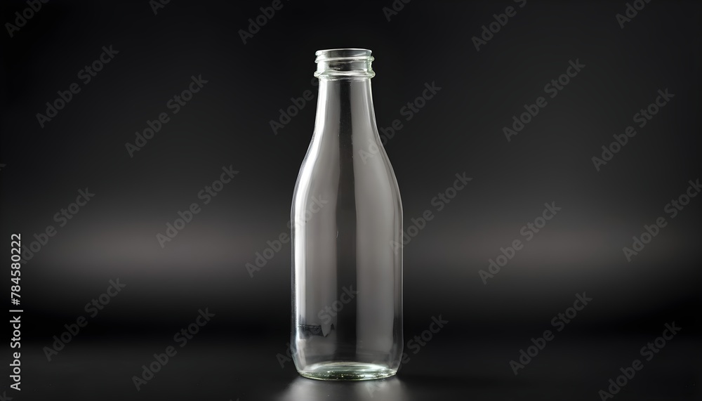 Milk bottle glass isolated on black background