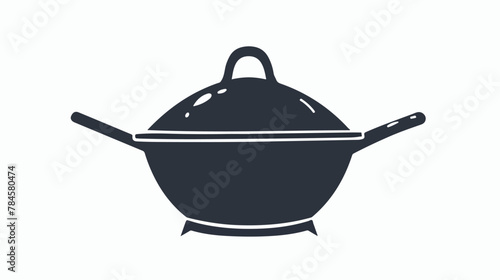 Wok glyph icon. Kitchenware. Round bottomed cooking 