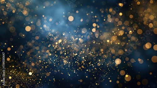 A luxurious background of shiny golden sparkles on a dark backdrop. The golden particles create a stunning visual effect as they catch and reflect light