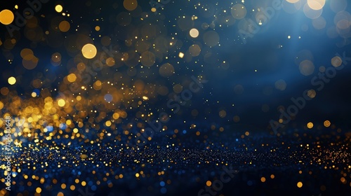 An elegant background with a dark base and shiny golden sparkles dispersed across it. The sparkles form a mesmerizing pattern as they twinkle and reflect the light
