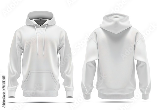 Elegant white sweatshirts on the front and back, highlighting the detailed stitching and comfortable design.