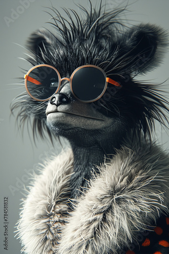 A furry animal with sunglasses on its face © Wonderful Studio
