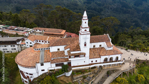 Aerial shot of Cerro de Monserrate in bogota Colombia