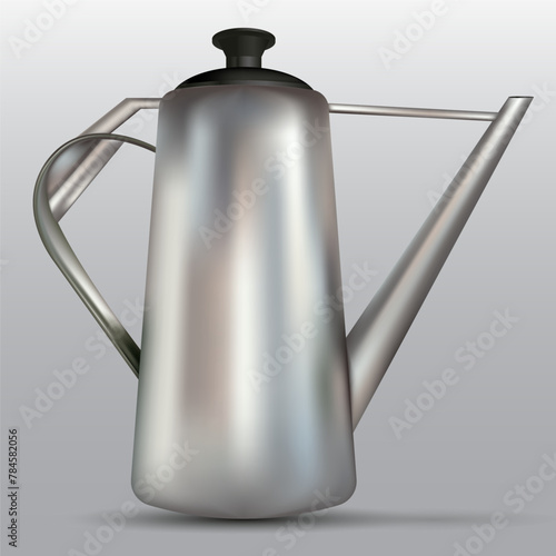 Realistic vector illustration of a Thai Milk Tea pot, Teh Tarik, Pulled Tea with stainless material