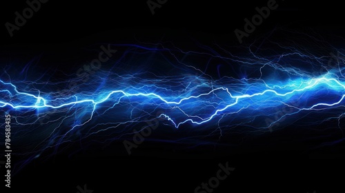 lightning . Blue lightning flash on black background. stormy weather