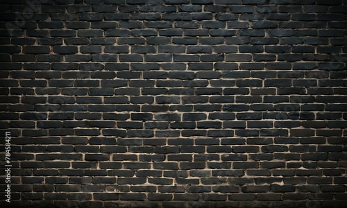 Old black brick wall, vintage dark brickwork background wallpaper