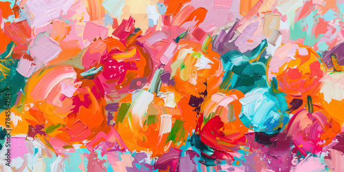 Exuberant Floral Abstract - Vivid Brushwork in a Riot of Spring Colors for Cheerful Interiors and Creative Spaces
