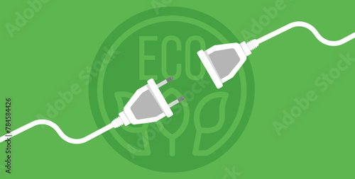 Plug and socket, electricity, green energy, eco energy - banner, background - vector illustration