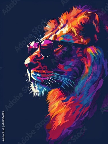 Vibrant Digital Art of Stylized Animal Figures in Sunglasses Against a Futuristic Pixel Data Background