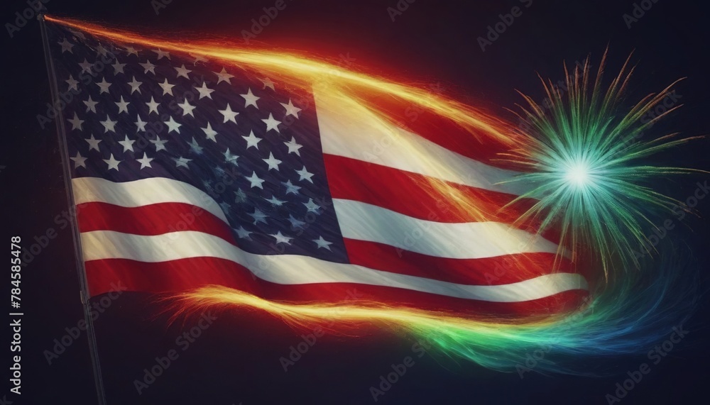 Obraz premium American Independence Day. independence of the USA. holidays in America. the flag of the USA. statue of liberty. American freedom. The American Dream
