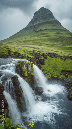 Beautiful Iceland landscape with amazing mountain view, background.