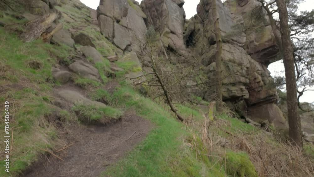 Reveal shot at The Roaches in the Peak District National Park. Reveal shot at The Roaches in the Peak District National Park.