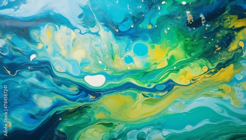 abstract green yellow blue colorful mix background with waves