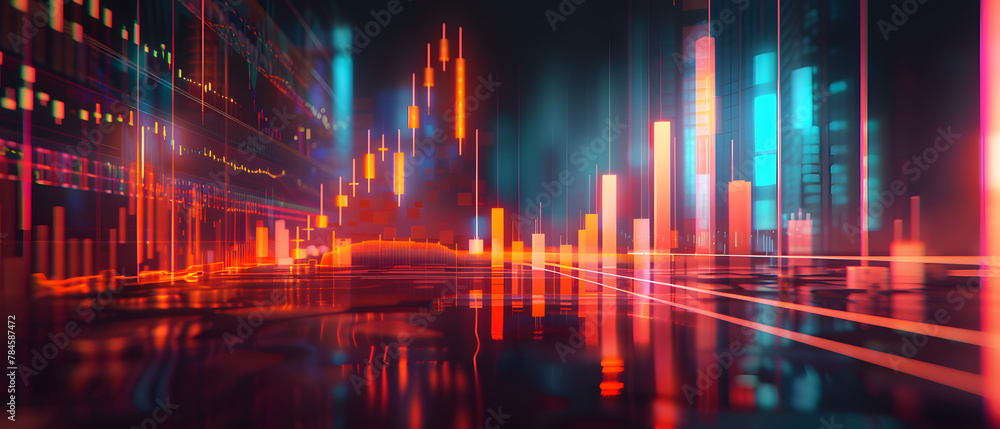 Abstract background of candlesticks for the Forex stock market. Copy space. Investment concept