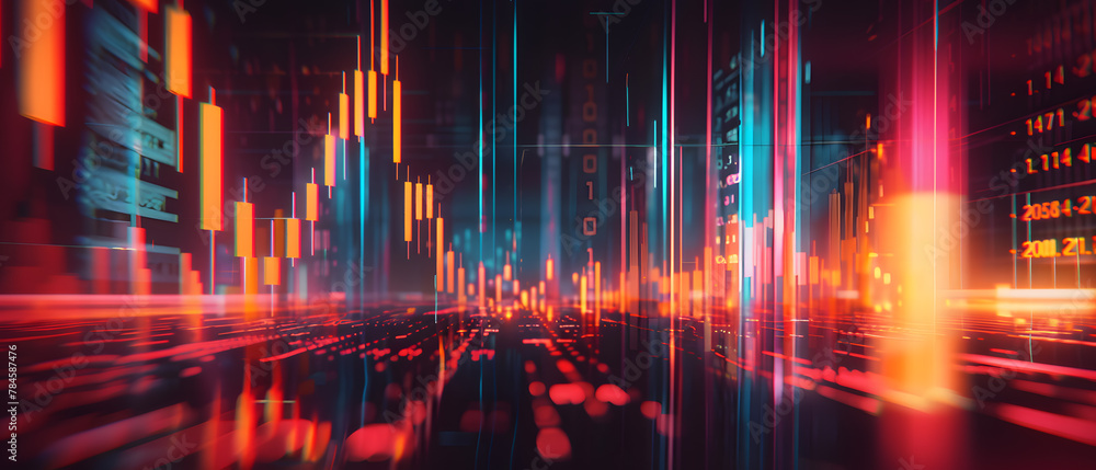 Naklejka premium Abstract background of candlesticks for the Forex stock market. Copy space. Investment concept