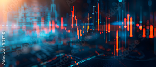 abstract background of the candlestick chart Arranged on dark background, investment concept