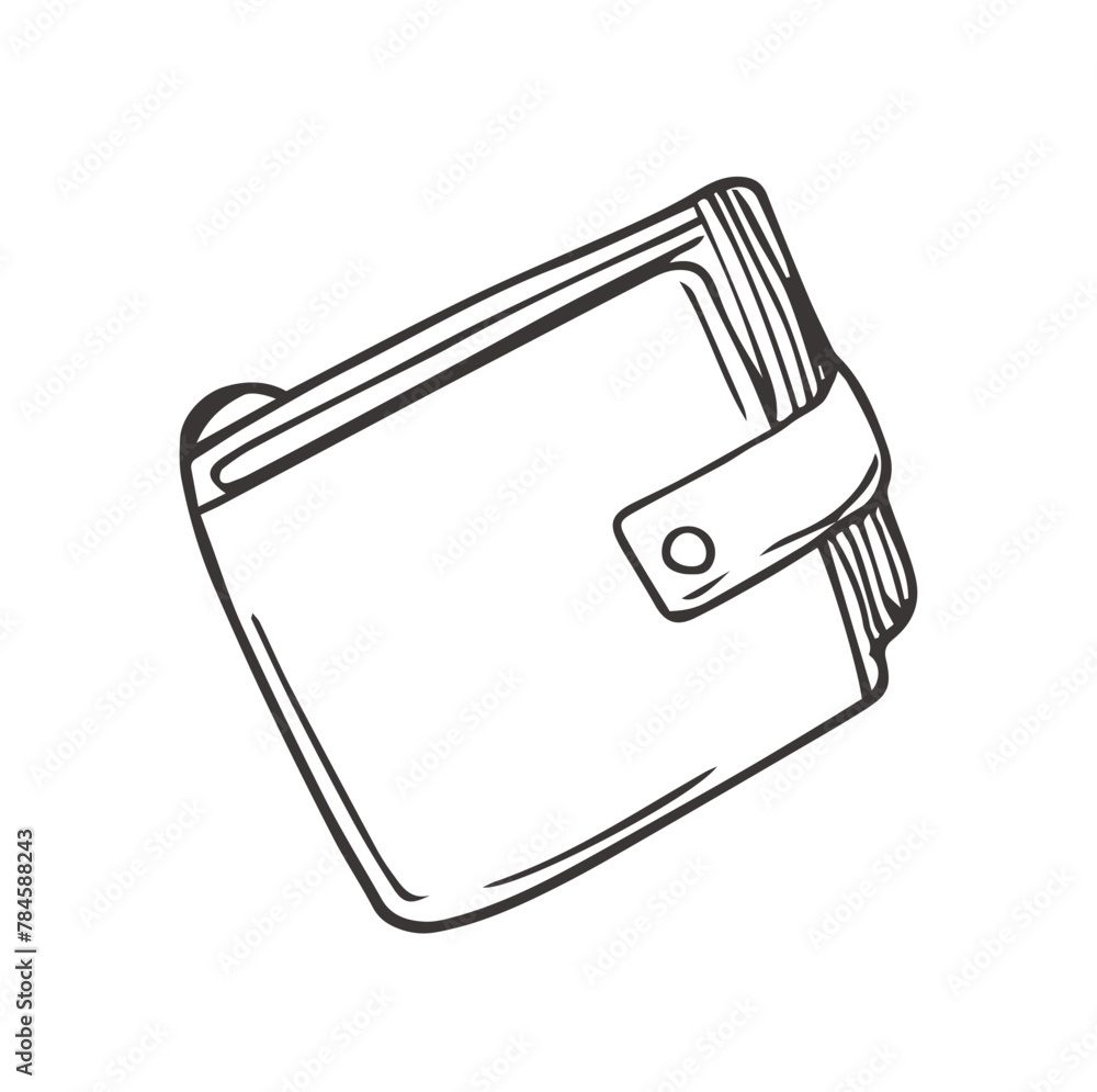 Wallet icon in doodle sketch lines. Money case cash shopping finance banking Wallet icon in doodle sketch lines. Money case cash shopping finance banking
